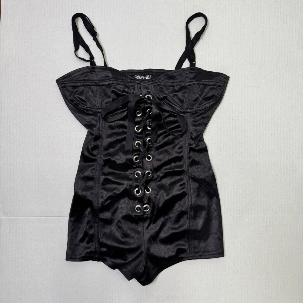 Vintage 90s/Y2K Phaze Corset Micro Romper Black Euro Grunge Rave Cybercore Punk - Picture 3 of 9